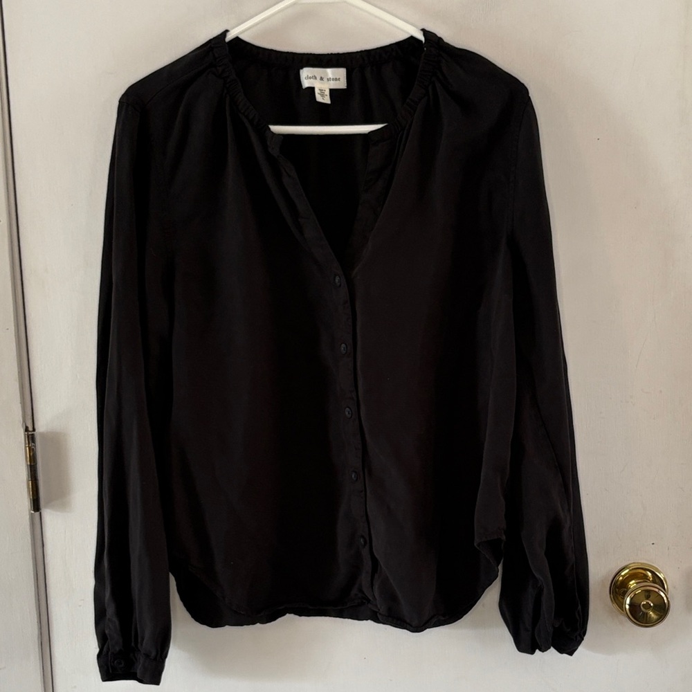 Cloth & Stone black button front long sleeve shirt Size Large